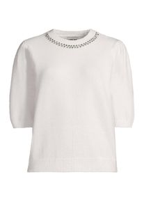 LANDS' END Kurzarm-Pullover Wool Touch mit Strassverzierung f&uuml;r Damen in Petite-Gr&ouml;&szlig;e, Damen, size: petite, Elfenbein, Wolle/Polyester/Viskose, by Lands' End