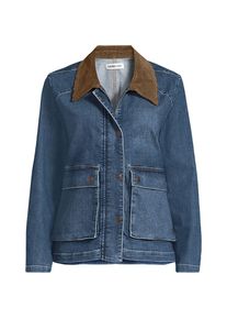 LANDS' END Jeansjacke mit Cordkragen f&uuml;r Damen in Plus-Gr&ouml;&szlig;e, Damen, size: plus, Blau, Elasthan/Baumwoll-Mischung/Polyester-Mischung, by Lands' End