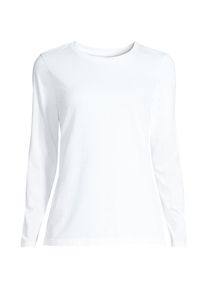 LANDS' END Supima-Shirt, Langarm, Damen, size: regular, Wei&szlig;, Baumwolle, by Lands' End