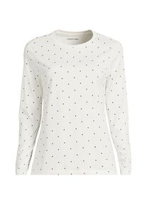 LANDS' END Supima-Shirt, Langarm, Damen, size: regular, Elfenbein, Baumwolle, by Lands' End
