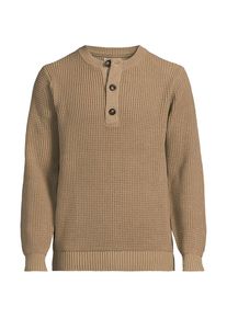 LANDS' END Rundhalspullover mit Knopfreihe f&uuml;r Herren, Herren, size: regular, Braun, Baumwolle, by Lands' End