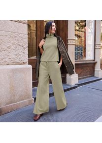 LANDS' END Softe Jerseyhose mit weitem Bein f&uuml;r Damen, Damen, size: regular, Gr&uuml;n, Baumwolle/Polyester/Baumwoll-Mischung, by Lands' End