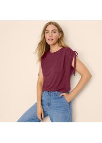 LANDS' END Leinenmix-Shirt mit geraffter Schulter f&uuml;r Damen, Damen, size: regular, Rot, Leinen/Viskose, by Lands' End