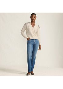 LANDS' END Bestickter Cardigan mit V-Ausschnitt f&uuml;r Damen in Petite-Gr&ouml;&szlig;e, Damen, size: petite, Elfenbein, Polyester/Polyacryl/Polyester-Mischung, by Lands' End