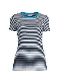 LANDS' END Feinripp-Shirt mit Rundhalsausschnitt und kurzen &Auml;rmeln in Petite-Gr&ouml;&szlig;e, Damen, size: petite, Blau, Baumwolle/Elasthan, by Lands' End