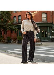 LANDS' END Breitcord-Hose High Waist mit weitem Bein f&uuml;r Damen in Petite-Gr&ouml;&szlig;e, Damen, size: petite, Schwarz, Baumwoll-Mischung, by Lands' End