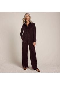 LANDS' END Samthose mit weitem Bein f&uuml;r Damen in Petite-Gr&ouml;&szlig;e, Damen, size: petite, Braun, Polyester, by Lands' End