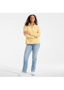 LANDS' END Pullover SERIOUS SWEATS mit Knopfleiste f&uuml;r Damen in Plus-Gr&ouml;&szlig;e, Damen, size: plus, Gelb, Baumwoll-Mischung/Polyester-Mischung, by Lands' End