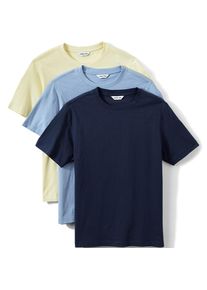 LANDS' END Kurz&auml;rmelige Rundhalsshirts im 3er-Set f&uuml;r Herren, Herren, size: regular, Multi, Baumwolle, by Lands' End