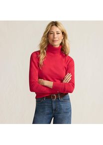 LANDS' END Feinstrick-Rollkragenpullover aus Baumwolle f&uuml;r Damen, Damen, size: regular, Rot, Baumwolle, by Lands' End