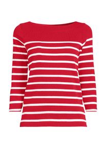 LANDS' END Gestreiftes Baumwollshirt mit 3/4-&Auml;rmeln f&uuml;r Damen in Petite-Gr&ouml;&szlig;e, Damen, size: petite, Rot, Baumwolle, by Lands' End