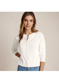 LANDS' END Kurzer Feinstrick-Cardigan aus Baumwolle f&uuml;r Damen, Damen, size: regular, Elfenbein, Baumwolle, by Lands' End