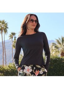 LANDS' END Badeshirt f&uuml;r Damen in Lang-Gr&ouml;&szlig;e, Damen, size: regular, Schwarz, Nylon-Mischung, by Lands' End