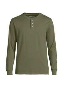 LANDS' END Super-T Langarm-Henleyshirt f&uuml;r Herren, Classic Fit, Herren, size: regular, Gr&uuml;n, Baumwolle, by Lands' End