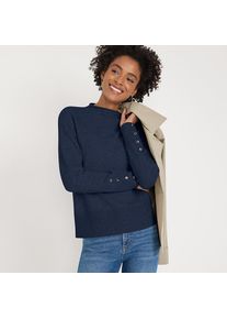 LANDS' END Soft Touch Stehkragenpullover mit &Auml;rmelkn&ouml;pfen f&uuml;r Damen, Damen, size: regular, Blau, Polyacryl/Woll-Mischung/Nylon-Mischung, by Lands' End