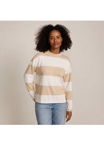 LANDS' END Baumwollshirt Maritim Gestreift mit langen &Auml;rmeln f&uuml;r Damen, Damen, size: regular, Beige, Baumwolle, by Lands' End