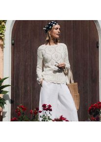 LANDS' END Noppenpullover f&uuml;r Damen, Damen, size: regular, Elfenbein, Baumwolle, by Lands' End
