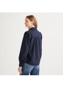 LANDS' END Hemdbluse mit Cutout-Detail f&uuml;r Damen in Petite-Gr&ouml;&szlig;e, Damen, size: petite, Blau, Baumwolle, by Lands' End