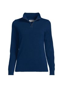 LANDS' END Kaschmir-Pullover mit Rei&szlig;verschluss, Damen, size: regular, Blau, Kaschmir, by Lands' End