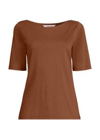 LANDS' END Supima&reg; T-Shirt mit U-Boot-Ausschnitt und gekn&ouml;pfter Schulter in Petite-Gr&ouml;&szlig;e f&uuml;r Damen, Damen, size: petite, Orange, Baumwolle, by Lands' End