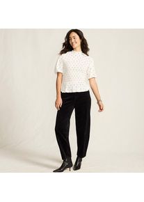 LANDS' END Silk Knit Smok-Shirt mit kurzen &Auml;rmeln f&uuml;r Damen, Damen, size: regular, Elfenbein, Polyester-Mischung, by Lands' End