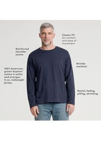 LANDS' END Supima Langarm-Shirt mit Rundhalsausschnitt, Herren, size: regular, Blau, Baumwolle, by Lands' End