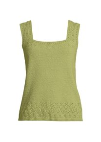 LANDS' END Feinstrick-Top mit Ajourdetails f&uuml;r Damen, Damen, size: regular, Gr&uuml;n, Baumwoll-Mischung/Polyester-Mischung, by Lands' End