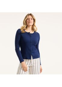 LANDS' END Rippshirt mit durchgehender Knopfreihe f&uuml;r Damen in Petite-Gr&ouml;&szlig;e, Damen, size: petite, Blau, Elasthan/Baumwoll-Mischung, by Lands' End