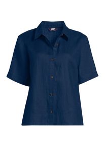 LANDS' END Premium Reinleinen-Hemd mit kurzen &Auml;rmeln f&uuml;r Damen in Plus-Gr&ouml;&szlig;e, Damen, size: plus, Blau, Leinen, by Lands' End