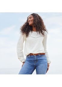 LANDS' END Flammgarn-Shirt mit Biesen-Verzierung f&uuml;r Damen, Damen, size: regular, Elfenbein, Baumwolle, by Lands' End