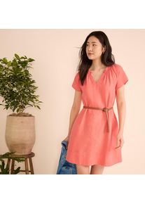 LANDS' END Leinenkleid mit Smok-Ausschnitt f&uuml;r Damen in Petite-Gr&ouml;&szlig;e, Damen, size: petite, Orange, Leinen, by Lands' End