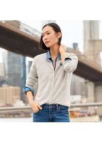 LANDS' END Kaschmir-Cardigan mit rundem Ausschnitt, Damen, size: regular, Grau, Kaschmir, by Lands' End