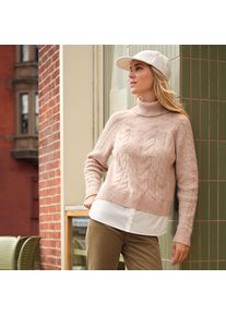 LANDS' END Rollkragenpullover im Lagenlook f&uuml;r Damen, Damen, size: regular, Beige, Polyacryl/Baumwoll-Mischung/Woll-Mischung, by Lands' End