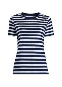 LANDS' END Supima Kurzarm-Shirt mit rundem Ausschnitt f&uuml;r Damen in Petite-Gr&ouml;&szlig;e, Damen, size: petite, Blau, Baumwolle, by Lands' End