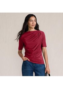 LANDS' END Silk Knit Gerafftes Shirt mit ellbogenlangen &Auml;rmeln f&uuml;r Damen, Damen, size: regular, Rot, Polyester-Mischung, by Lands' End