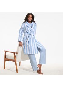 LANDS' END Knielanger Bademantel aus Baumwoll-Frottee in Petite-Gr&ouml;&szlig;e, Damen, size: petite, Blau, Baumwolle, by Lands' End