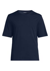 LANDS' END Supima Kurzarm-Shirt mit Rundhalsausschnitt f&uuml;r Herren, Herren, size: regular, Blau, Baumwolle, by Lands' End