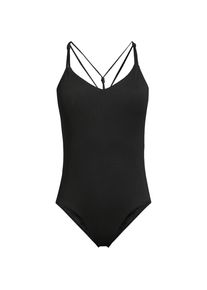 LANDS' END Komfort-Badeanzug mit V-Ausschnitt und gekreuzten Tr&auml;gern f&uuml;r Damen, Damen, size: regular, Schwarz, Polyester-Mischung/Nylon-Mischung, by Lands' End