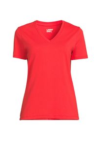 LANDS' END Supima Kurzarm-Shirt mit V-Ausschnitt f&uuml;r Damen, Damen, size: regular, Rot, Baumwolle, by Lands' End