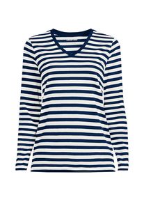 LANDS' END Supima&reg; Langarm-Shirt mit V-Ausschnitt f&uuml;r Damen, Damen, size: regular, Blau, Baumwolle, by Lands' End
