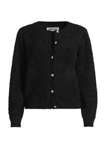 LANDS' END Boucl&eacute;-Cardigan mit goldfarbenen Kn&ouml;pfen f&uuml;r Damen, Damen, size: regular, Schwarz, Wolle/Polyester/Polyacryl, by Lands' End