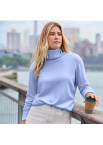LANDS' END Feinstrick-Rollkragenpullover aus Baumwolle f&uuml;r Damen, Damen, size: regular, Blau, Baumwolle, by Lands' End