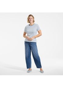 LANDS' END Feinripp-Shirt mit Rundhalsausschnitt und kurzen &Auml;rmeln in Plus-Gr&ouml;&szlig;e f&uuml;r Damen, Damen, size: plus, Elfenbein, Baumwolle/Elasthan, by Lands' End
