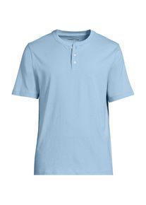LANDS' END Kurzarm-Super-T Henleyshirt f&uuml;r Herren, Herren, size: regular, Blau, Baumwolle, by Lands' End