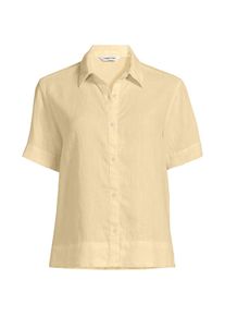 LANDS' END Premium Reinleinen-Hemd mit kurzen &Auml;rmeln f&uuml;r Damen in Plus-Gr&ouml;&szlig;e, Damen, size: plus, Gelb, Leinen, by Lands' End
