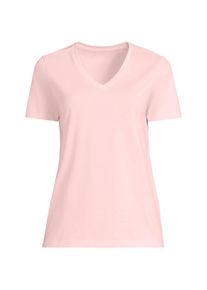 LANDS' END Supima Kurzarm-Shirt mit V-Ausschnitt f&uuml;r Damen, Damen, size: regular, Pink, Baumwolle, by Lands' End