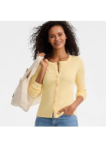 LANDS' END Rippshirt mit durchgehender Knopfreihe f&uuml;r Damen, Damen, size: regular, Gelb, Elasthan/Baumwoll-Mischung, by Lands' End