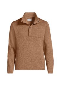 LANDS' END Strickfleece-Pullover mit Druckknopfleiste, Herren, size: regular, Braun, Polyester, by Lands' End