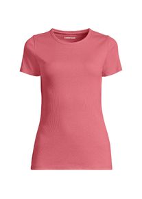 LANDS' END Feinripp-Shirt mit Rundhalsausschnitt und kurzen &Auml;rmeln f&uuml;r Damen, Damen, size: regular, Rot, Baumwolle/Elasthan, by Lands' End