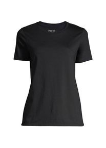 LANDS' END Supima Kurzarm-Shirt mit rundem Ausschnitt f&uuml;r Damen, Damen, size: regular, Schwarz, Baumwolle, by Lands' End